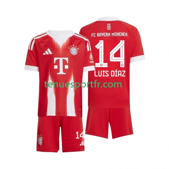 Kit Enfant Maillot Domicile Bayern Munich Luis Diaz 14 2025-2026 à Manches Courtes