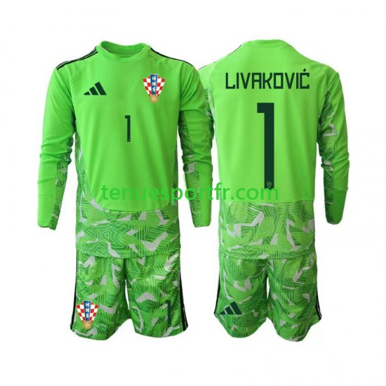 Kit Enfant Maillot Domicile Croatie Gardien Dominik Livakovic 25 2026-2027 à Manches Longues