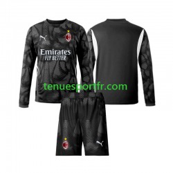 Kit Enfant Maillot Domicile AC Milan Gardien 2024-2025 Noir à Manches Longues