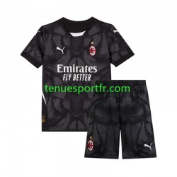 Kit Enfant Maillot Domicile AC Milan Gardien 2024-2025 Noir à Manches Courtes