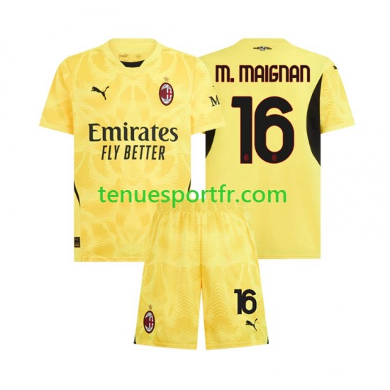 Kit Enfant Maillot Extérieur AC Milan Gardien Mike Maignan 16 2024-2025 à Manches Courtes