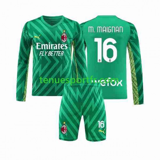 Kit Enfant Maillot Domicile AC Milan Gardien Mike Maignan 16 2023-2024 à Manches Longues
