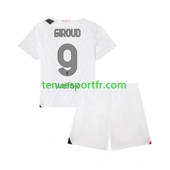 Kit Enfant Maillot Extérieur AC Milan Olivier Giroud 9 2023-2024 à Manches Courtes