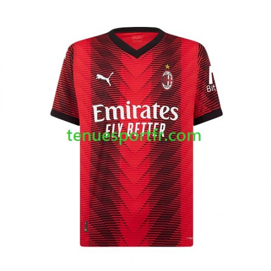 Kit Enfant Maillot Domicile AC Milan Rafael Leao 10 2023-2024 à Manches Courtes