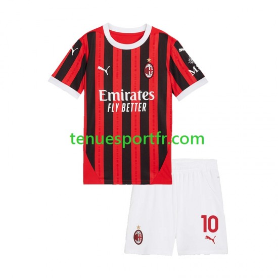 Kit Enfant Maillot Domicile AC Milan Rafael Leao 10 2024-2025 à Manches Courtes