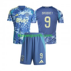 Kit Enfant Maillot Extérieur Ajax Amsterdam Brian Brobbey 9 2024-2025 à Manches Courtes