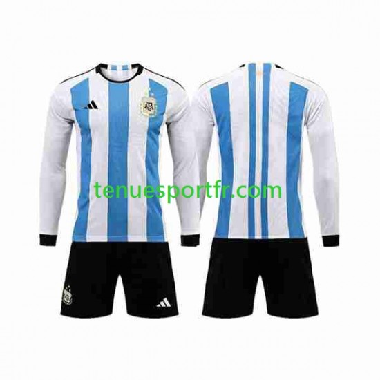 Kit Enfant Maillot Domicile Argentine 3 Stars World Cup 2022 à Manches Longues