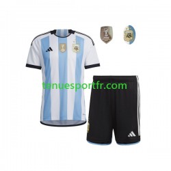 Kit Enfant Maillot Domicile Argentine 3 Stars World Cup 2022 à Manches Courtes