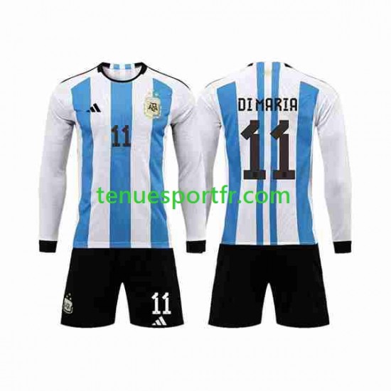 Kit Enfant Maillot Domicile Argentine 3 Stars Di Maria 11 World Cup 2022 à Manches Longues
