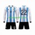 Kit Enfant Maillot Domicile Argentine 3 Stars Lautaro Martinez 22 World Cup 2022 à Manches Longues