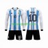Kit Enfant Maillot Domicile Argentine 3 Stars Lionel Messi 10 World Cup 2022 à Manches Longues