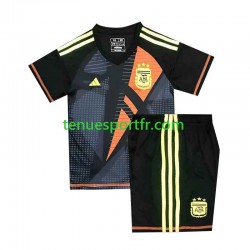 Kit Enfant Maillot Domicile Argentine Gardien 2024 Noir à Manches Courtes
