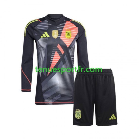 Kit Enfant Maillot Domicile Argentine Gardien 2024 Noir à Manches Longues