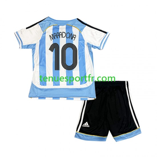 Kit Enfant Maillot Retro Domicile Argentine Maradona 10 2006 à Manches Courtes