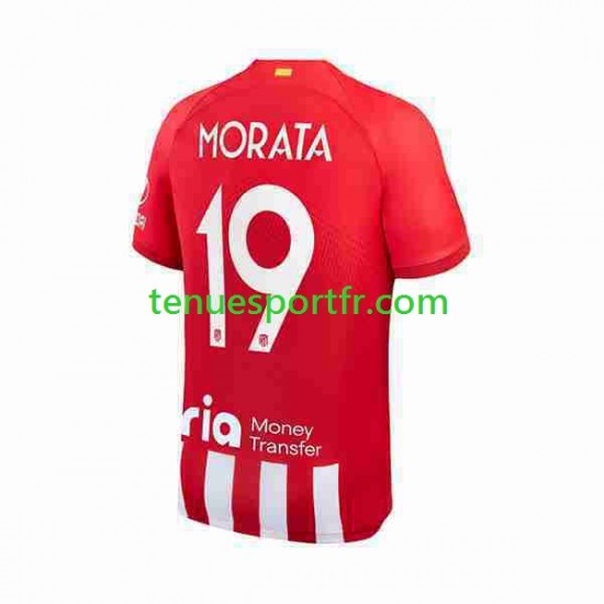 Homme Maillot Domicile Atlético Madrid 2 Alvaro Morata 19 2023-2024 à Manches Courtes