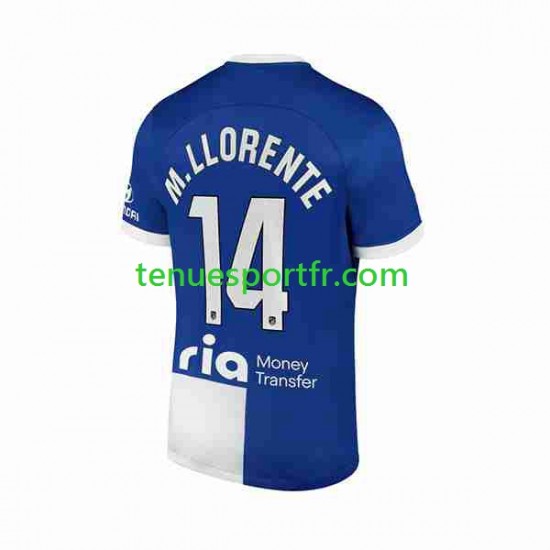 Homme Maillot Extérieur Atlético Madrid 2 Marcos Llorente 14 2023-2024 à Manches Courtes
