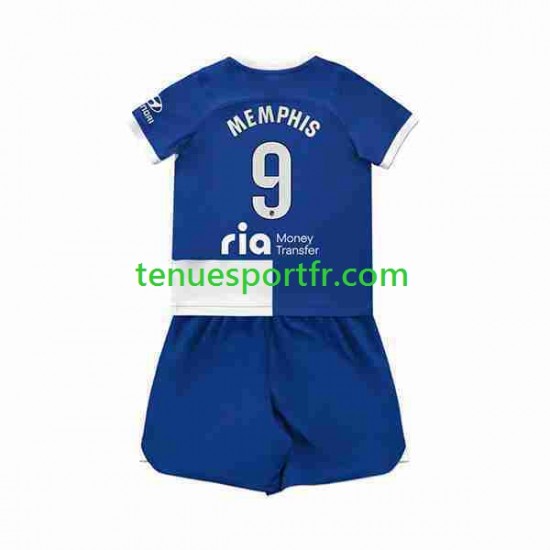 Kit Enfant Maillot Extérieur Atlético Madrid 2 Memphis Depay 9 2023-2024 à Manches Courtes