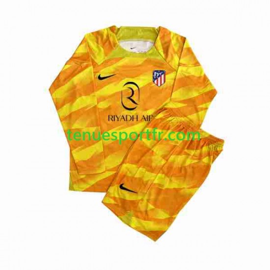 Kit Enfant Maillot Atlético Madrid Gardien 2023-2024 Orange à Manches Longues