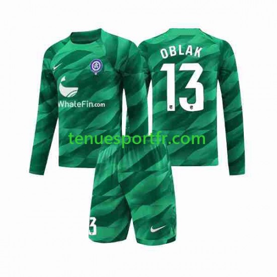 Kit Enfant Maillot Extérieur Atlético Madrid Gardien Jan Oblak 13 2023-2024 à Manches Longues