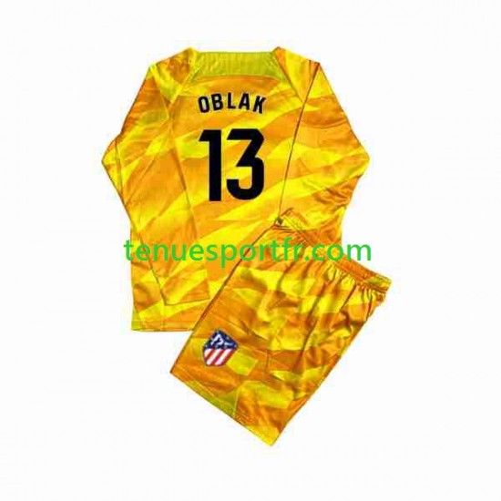 Kit Enfant Maillot Atlético Madrid Gardien Jan Oblak 13 2023-2024 Orange à Manches Longues