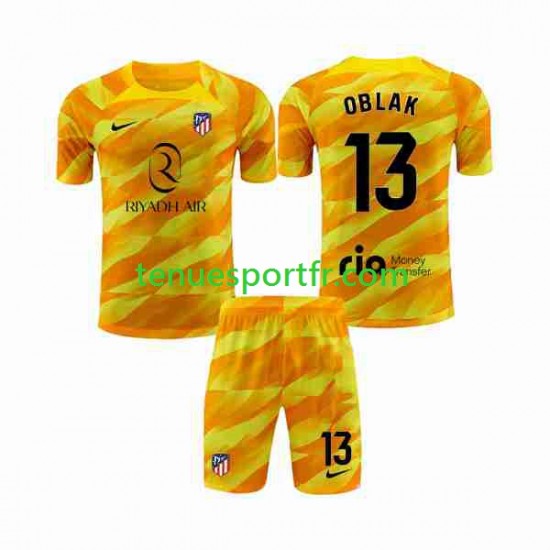 Kit Enfant Maillot Atlético Madrid Gardien Jan Oblak 13 2023-2024 Orange à Manches Courtes