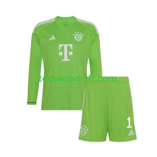 Kit Enfant Maillot Extérieur Bayern Munich Gardien Manuel Neuer 1 2023-2024 à Manches Longues