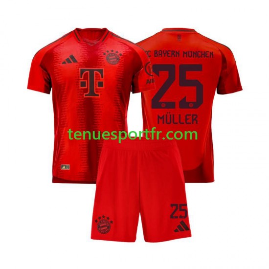 Kit Enfant Maillot Domicile Bayern Munich Thomas Muller 25 2024-2025 Rouge à Manches Courtes