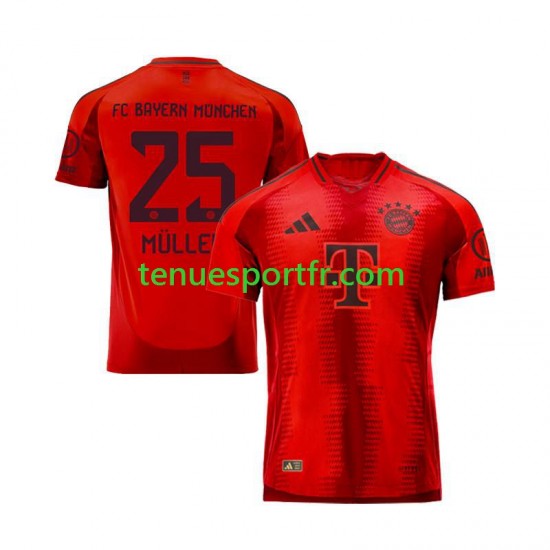 Homme Maillot Domicile Bayern Munich Thomas Muller 25 2024-2025 Rouge à Manches Courtes