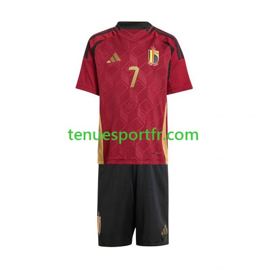 Kit Enfant Maillot Domicile Belgique De Bruyne 7 Euro 2024 à Manches Courtes