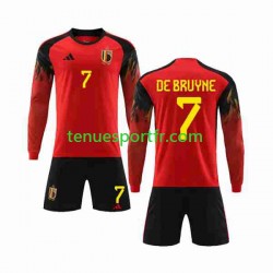 Kit Enfant Maillot Domicile Belgique De Bruyne 7 World Cup 2022 à Manches Longues