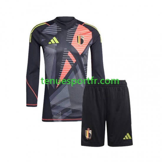 Kit Enfant Maillot Domicile Belgique Gardien Euro 2024 Noir à Manches Longues