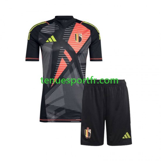 Kit Enfant Maillot Domicile Belgique Gardien Euro 2024 Noir à Manches Courtes