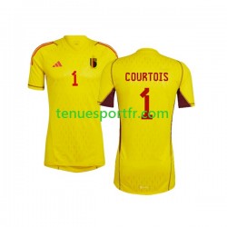 Homme Maillot Extérieur Belgique Gardien Courtois 1 World Cup 2022 à Manches Courtes