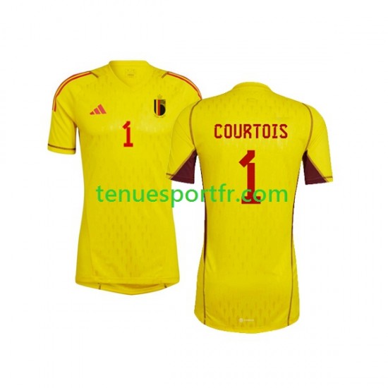 Homme Maillot Extérieur Belgique Gardien Courtois 1 World Cup 2022 à Manches Courtes