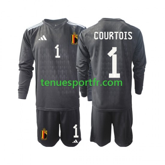 Kit Enfant Maillot Extérieur Belgique Gardien Courtois 1 2022 à Manches Longues