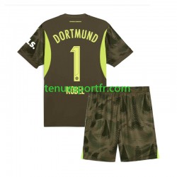Kit Enfant Maillot Extérieur Borussia Dortmund Gardien Gregor Kobel 1 2024-2025 à Manches Courtes