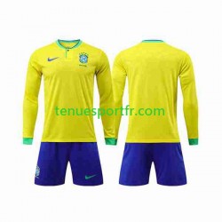 Kit Enfant Maillot Domicile Brésil World Cup 2022 à Manches Longues