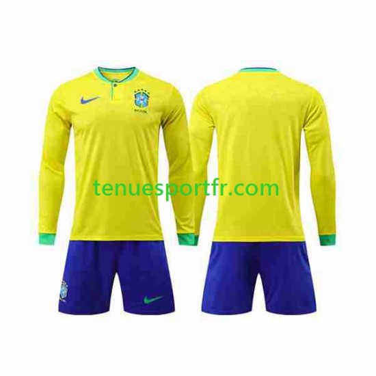 Kit Enfant Maillot Domicile Brésil World Cup 2022 à Manches Longues
