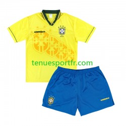 Kit Enfant Maillot Retro Domicile Brésil 1994 à Manches Courtes
