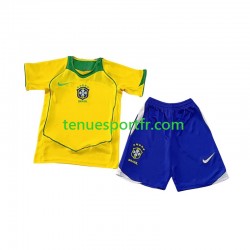 Kit Enfant Maillot Retro Domicile Brésil 2004 à Manches Courtes