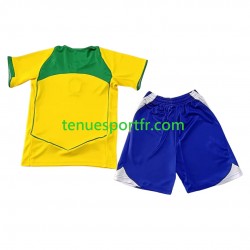 Kit Enfant Maillot Retro Domicile Brésil 2004 à Manches Courtes