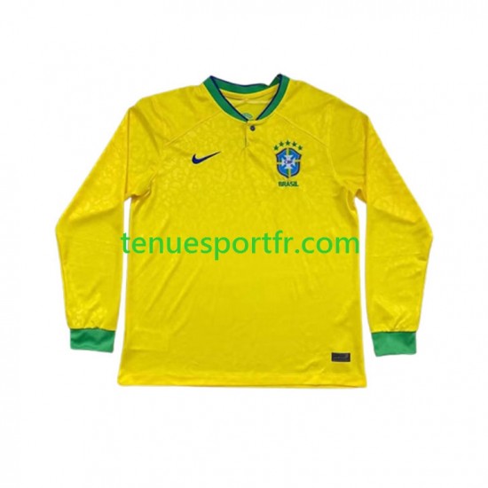 Homme Maillot Domicile Brésil World Cup 2022 à Manches Longues