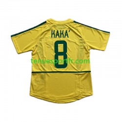 Homme Maillot Retro Domicile Brésil KAKA 8 2002 à Manches Courtes