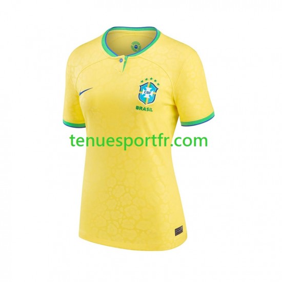 Femme Maillot Domicile Brésil World Cup 2022 à Manches Courtes