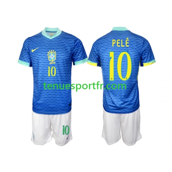 Kit Enfant Maillot Extérieur Brésil PELE 10 2024 à Manches Courtes