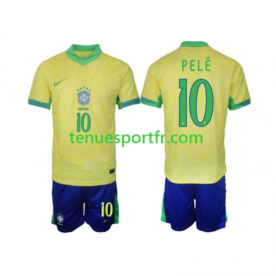 Kit Enfant Maillot Domicile Brésil PELE 10 2024 à Manches Courtes