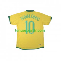 Homme Maillot Retro Domicile Brésil RONALDINHO 10 2006 à Manches Courtes