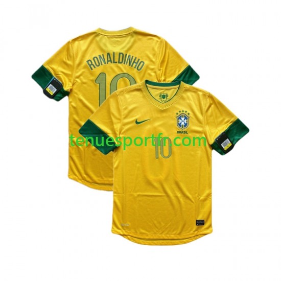 Homme Maillot Retro Domicile Brésil RONALDINHO 10 2012 à Manches Courtes