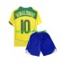Kit Enfant Maillot Retro Domicile Brésil Ronaldiho 10 2004 à Manches Courtes