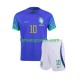 Kit Enfant Maillot Extérieur Brésil Ronaldinho 10 World Cup 2022 à Manches Courtes